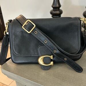 Logo Closure Soft Calf Leather Tabby Shoulder Bag